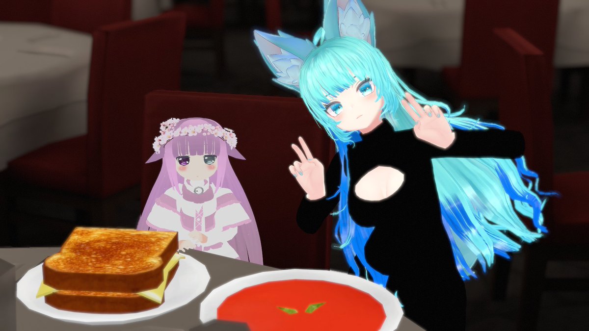EnatiEl0m's tweet photo. Today I got the famous meal from @LiefRisten 🩵💜
Grilled toast with cheese and tomato soup.🍅🧀🥪
⭐️⭐️⭐️
#VRChat #chefcook #FiveStarChef 💯 https://t.co/nvomvxaMJe