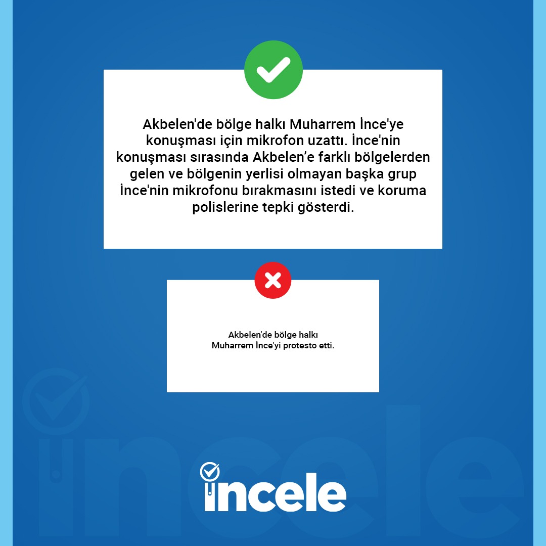 inceleorgtr's tweet photo. ✅️ Akbelen'de bölge halkı Muharrem İnce'ye konuşması için mikrofon uzattı. İnce'nin konuşması sırasında Akbelen’e farklı bölgelerden gelen ve bölgenin yerlisi olmayan başka grup İnce'nin mikrofonu bırakmasını istedi ve koruma polislerine tepki gösterdi. https://t.co/AoQ4yXVZNs