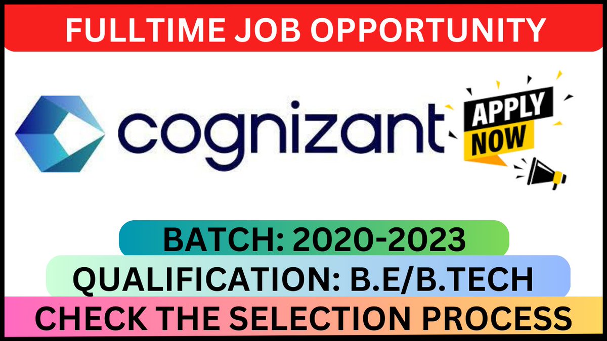 Freshersjobalrt's tweet image. Cognizant Hiring Candidate for Software Engineer
Qualification : B.E/B.Tech (Freshers)
Batch : Not mentioned
Location : Tamil Nadu
Apply Link :rb.gy/m3f6j
Whatsapp Group Link : lnkd.in/geG6Pc9j

#CognizantHiring #SoftwareEngineerJobs #SoftwareEngineerOpportunit