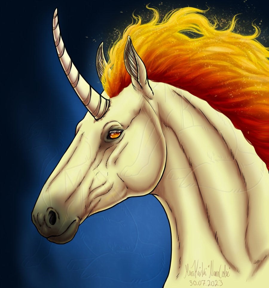 narncolie's tweet photo. Semi-realistic drawing of Rapidash from Pokémon. https://t.co/66LymPENf3