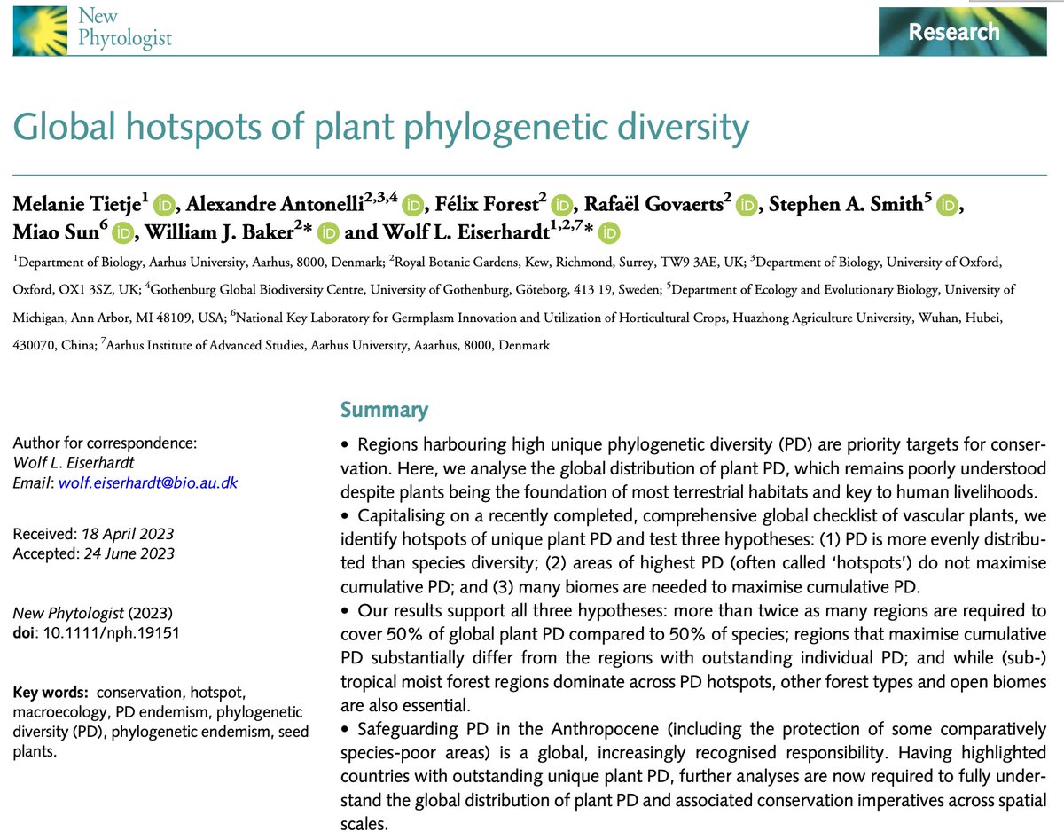 ๐บ๐ฆ ๐จ๐ด ๐บ๐ธ Andrew J. Crawford (@crawfordaj) on Twitter photo ๐ณ๐ฟ
Colombia has the highest species richness and the highest 'phylogenetic diversity' of seed plants relative to other botanical 'regions'.
By <a href="/Eryops_1/">Melanie Tietje</a> &l in the <a href="/NewPhyt/">New Phytologist</a>
PDF ๐๐ฝ nph.onlinelibrary.wiley.com/doi/pdf/10.111โฆ
(Caveat: ๐ง๐ท๐จ๐ณ๐ฒ๐ฝ๐ฆ๐บ๐บ๐ธ were divided into smaller regions, but ๐จ๐ด was not.) ๐ณ๐ฟ
Colombia has the highest species richness and the highest 'phylogenetic diversity' of seed plants relative to other botanical 'regions'.
By <a href="/Eryops_1/">Melanie Tietje</a> &l in the <a href="/NewPhyt/">New Phytologist</a>
PDF ๐๐ฝ nph.onlinelibrary.wiley.com/doi/pdf/10.111โฆ
(Caveat: ๐ง๐ท๐จ๐ณ๐ฒ๐ฝ๐ฆ๐บ๐บ๐ธ were divided into smaller regions, but ๐จ๐ด was not.)