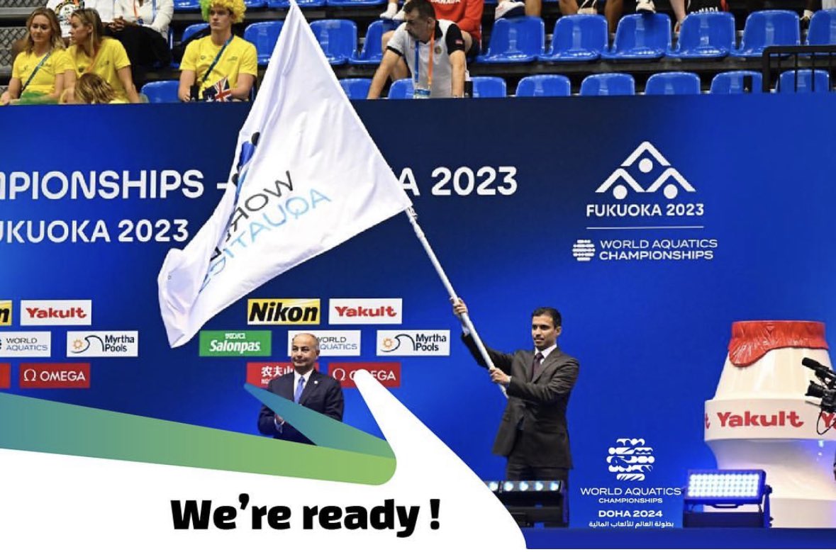 استلام علم الاتحاد الدولي للدولة المستضيفة لبطولة العالم القادمة للألعاب المائية هو خطوة مهمة في مسار الترتيبات الجارية في الدوحة لاستضافة وتنظيم نسخة استثنائية من البطولة عام 2024 ..
نهنئ أصدقاءنا اليابانيين على التنظيم الناجح للبطولة، ونواكب تطلع الجميع إلى تنظيم إبداعي للنسخة