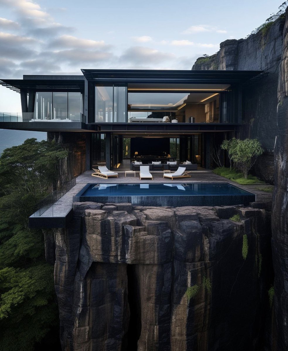 HOUSEPORN___'s tweet photo. Modern cliff house. https://t.co/qjOg0d7wm3