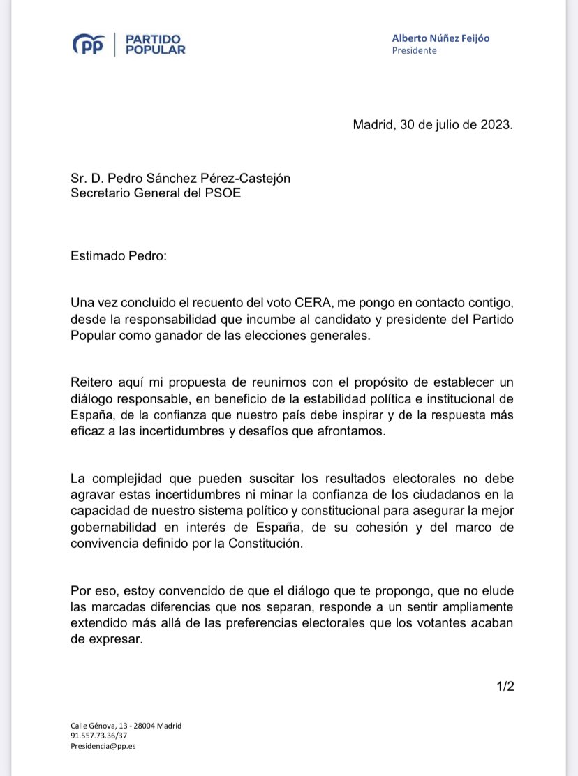 RubenSanchezTW's tweet photo. Sánchez contesta a Feijóo para explicarle cómo funciona la democracia desde que se aprobó la Constitución de 1978. https://t.co/AYnuOUlAiL