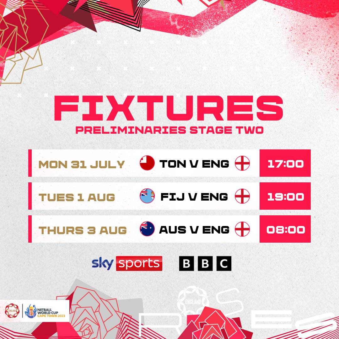 Preliminaries Stage Two fixtures confirmed 🔜

😍 Watch the <a href="/NetballWorldCup/">Netball World Cup</a> live across <a href="/SkySports/">Sky Sports</a> and the <a href="/BBC/">BBC</a> (UK times listed)!

#NWC2023