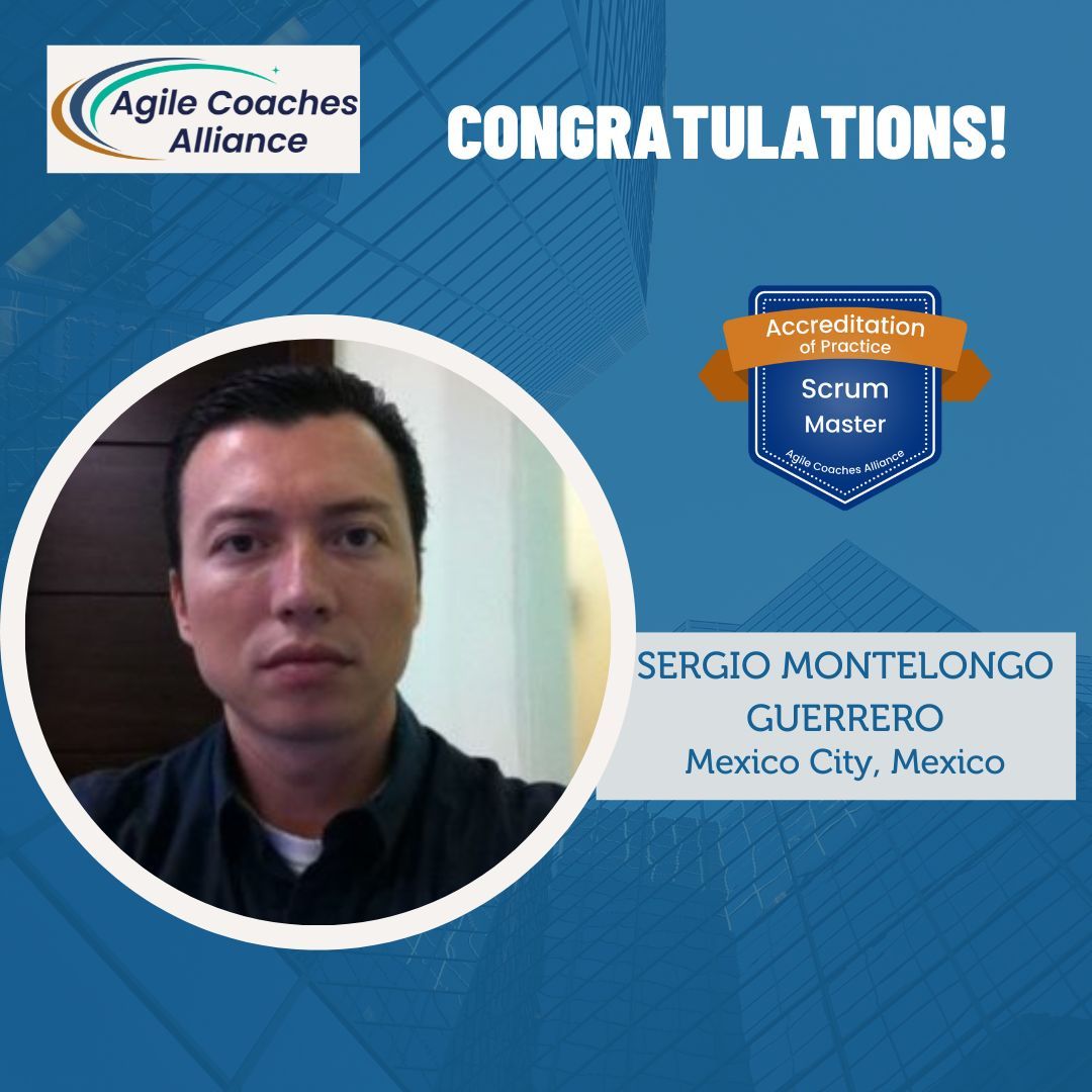 AgileCoachesAll's tweet image. Congratulations to Sergio Montelongo Guerrero on achieving the &quot;Accreditation of Practice for Scrum Masters&quot;

Sergio&apos;s commitment to honing his skills as an Agile practitioner is evident in his accomplishments
 
#AgileCoachesAlliance #ScrumMasterAccreditation  #AgilePractitioner