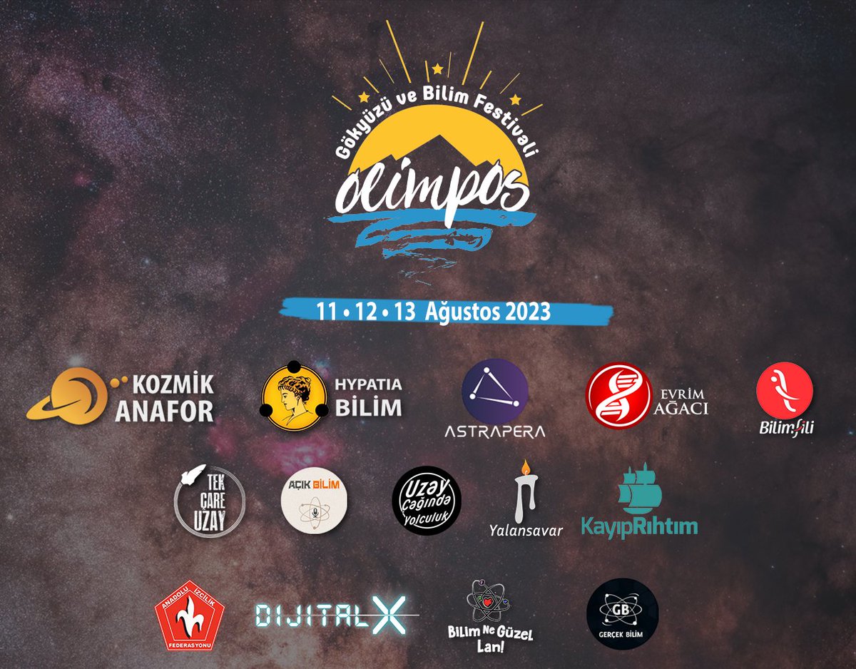 KozmikAnafor's tweet photo. Ülkemizin en önemli astronomi etkinliklerinden biri olan Olimpos Gökyüzü ve Bilim Festivali için, bilim ve iletişim platformları olarak gü��lerimizi birleştirdik. https://t.co/9ndTrbahOa