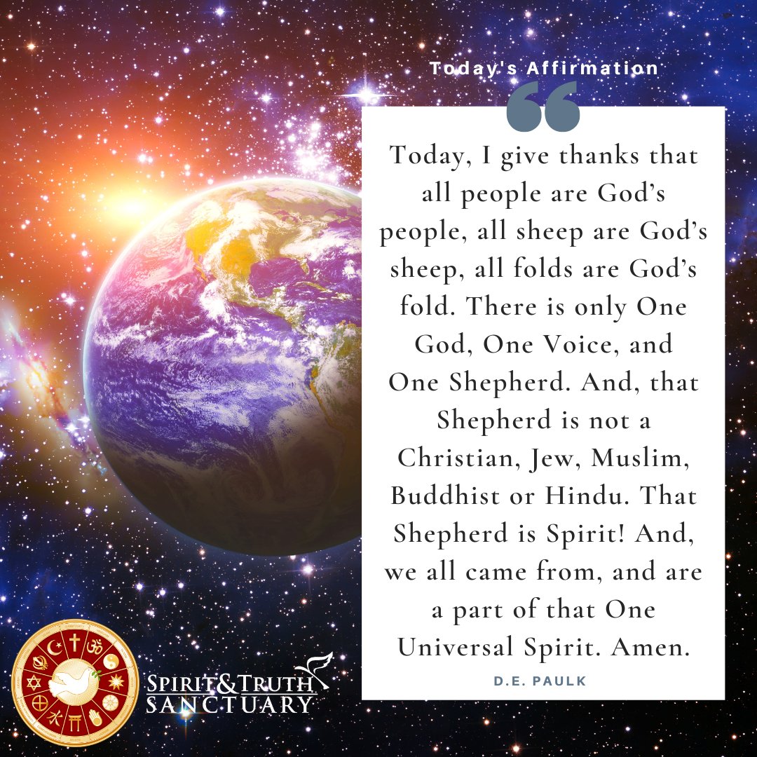 depaulk's tweet image. Today, I give thanks that all people are God’s people, all sheep are God’s sheep, all folds are God’s fold. And, we all came from, and are a part of that One Universal Spirit.

#spiritandtruthsanctuary #sheepofotherfolds #oneshepherd #christmind #transformed #radicallyinclusive
