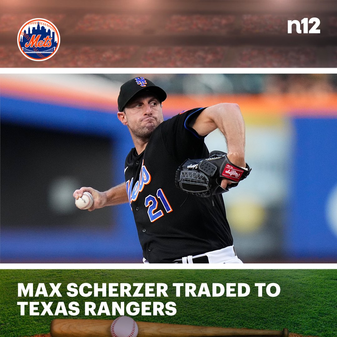 SCHERZER TRADED TO TEXAS ⚾ #Rangers acquired three-time Cy Young Award winner #MaxScherzer in a blockbuster trade with the #Mets. bit.ly/43N6qGH