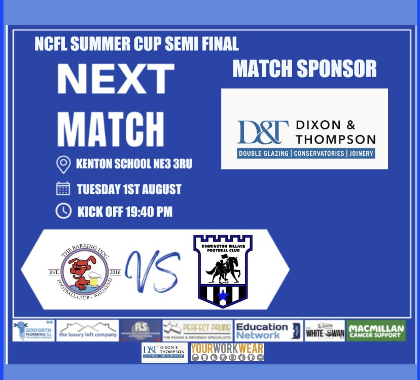 dinnyvillageFC_'s tweet photo. Semi final 

We take on @FcBarkingdog this Tuesday. Both had good results in this summer cup, we go head to head to book a place in Sundays final. Lads very much looking forward to this, been great games between us in the previous 2 fixtures. #representing #cdsfl #summercup #ncfl https://t.co/AyVhAsqg8t