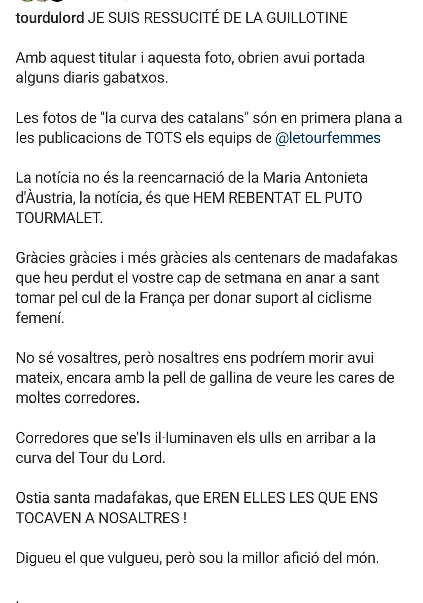 les_ciclistes's tweet photo. El que ha fet el Tour du Lord al #TDFF2023 no té preu. Rebentar el Putu Tourmalet amb moltes i molts madafakas. 
El ciclisme ja té fins i tot la "CURVA DELS CATALANS"
Fa uns dies somniàvem amb una Grand Depart del @LeTourFemmes a #Girona, i perquè no una etapa a la Vall de Lord? https://t.co/NI0tWM273k