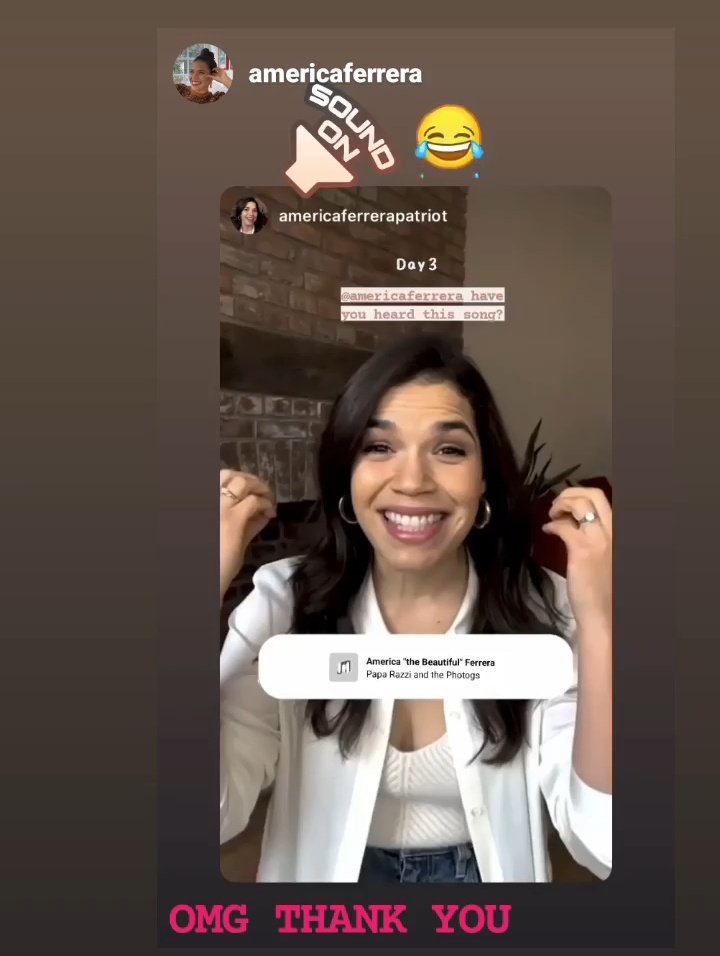 / okay so fun fact about me, i have an america ferrera fanpage on instagram and she's actually reposted me. if anyone's interested in seeing all my notices, check out @ americaferrerapatriot on instagram <3