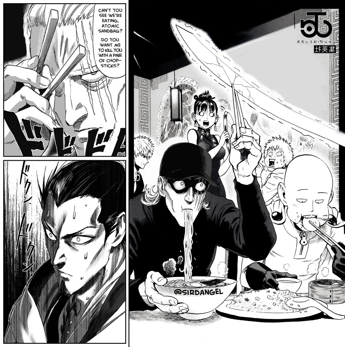sirDangel's tweet photo. Atomic Samurai: Do you really think you can handle my sword with a pair of chopsticks?
King: What do you think?
OPM chapter meme/edit of Kamikaze vs King fight.
#OnePunchMan #ワンパンマン #Opm189 #OPM234 #OnePunchMan189 #ONEPUNCHMAN234 #manga https://t.co/bS7KP7wWMg