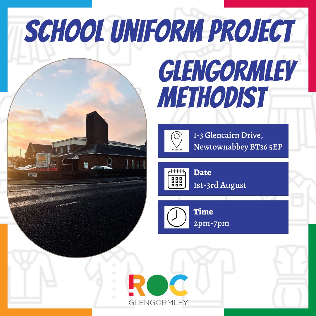 ROC_NI's tweet photo. In this week's School Uniform Projects we have three locations open for collections in #glengormley #ballybeen and #northbelfast 

#schooluniformproject #rocnorthernireland https://t.co/seuyXPcDKK