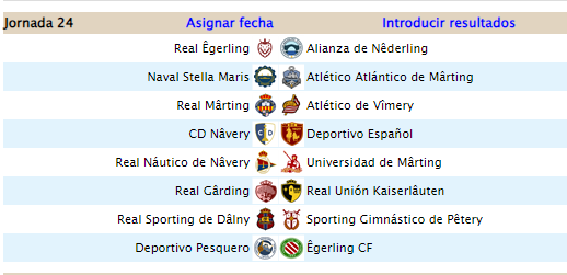 @Oskartxuprz <a href="/Dan_ook/">Dan Monkeypainting</a> <a href="/DAiros_14/">Dairos</a> <a href="/sietecallero/">Lartaun de Azumendi</a> <a href="/AdeuPoma/">Adeu Ferran</a> <a href="/AvalonCFLeiken/">Âvalon de Lêiken</a> <a href="/Coronel_Blimp/">Sargento Warden</a> <a href="/JChaozen/">J. Chao</a> <a href="/Eleder_/">Eleder/_\</a> <a href="/ruestern_/">Paula</a> <a href="/CAIKaiserlauten/">Club Atlético Iberia de Kaiserlâuten</a> @SIO_FC <a href="/carlosalpunto/">Carlosalpunto 🐶</a> <a href="/dronte/">Javier Jiménez</a> <a href="/Fer_S_B/">Fernando Suárez🇪🇦🇺🇦🇮🇱</a> <a href="/SRSantAngelo1/">SRSantAngelo</a> <a href="/TECTONIAFOOTBA1/">TECTONIA</a> <a href="/bipancho/">Francisco Sánchez Tortosa 🇮🇱</a> <a href="/Istel_/">Istel</a> <a href="/scudettocalcio2/">El Scudetto</a> <a href="/cacaueses/">Ave</a> <a href="/AlantikoKF/">Alêtiko Alântiko KF</a> <a href="/Bastian15347977/">Bastian_El_Sigiloso_de_Saitaka</a> <a href="/xtaoth/">Juan T.</a> <a href="/GouldCity/">G . O . U . L . D ®</a> <a href="/_alarq/">nadie</a> <a href="/CotinusaCorp/">Cotinusa Corp.</a> Así viene la próxima jornada