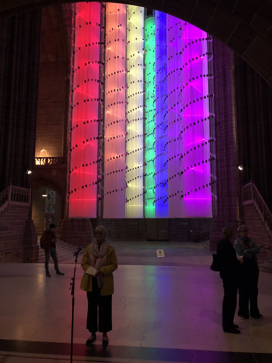 OpenTableLIV's tweet photo. What a joyous gathering @LivCathedral tonight for a service to celebrate @PrideInLpool remembering we are all equally loved. Thanks for your friendship, solidarity and support.  #QueerJoy #ShoutItLoud #FaithfullyLGBT https://t.co/DM40lY8qJs