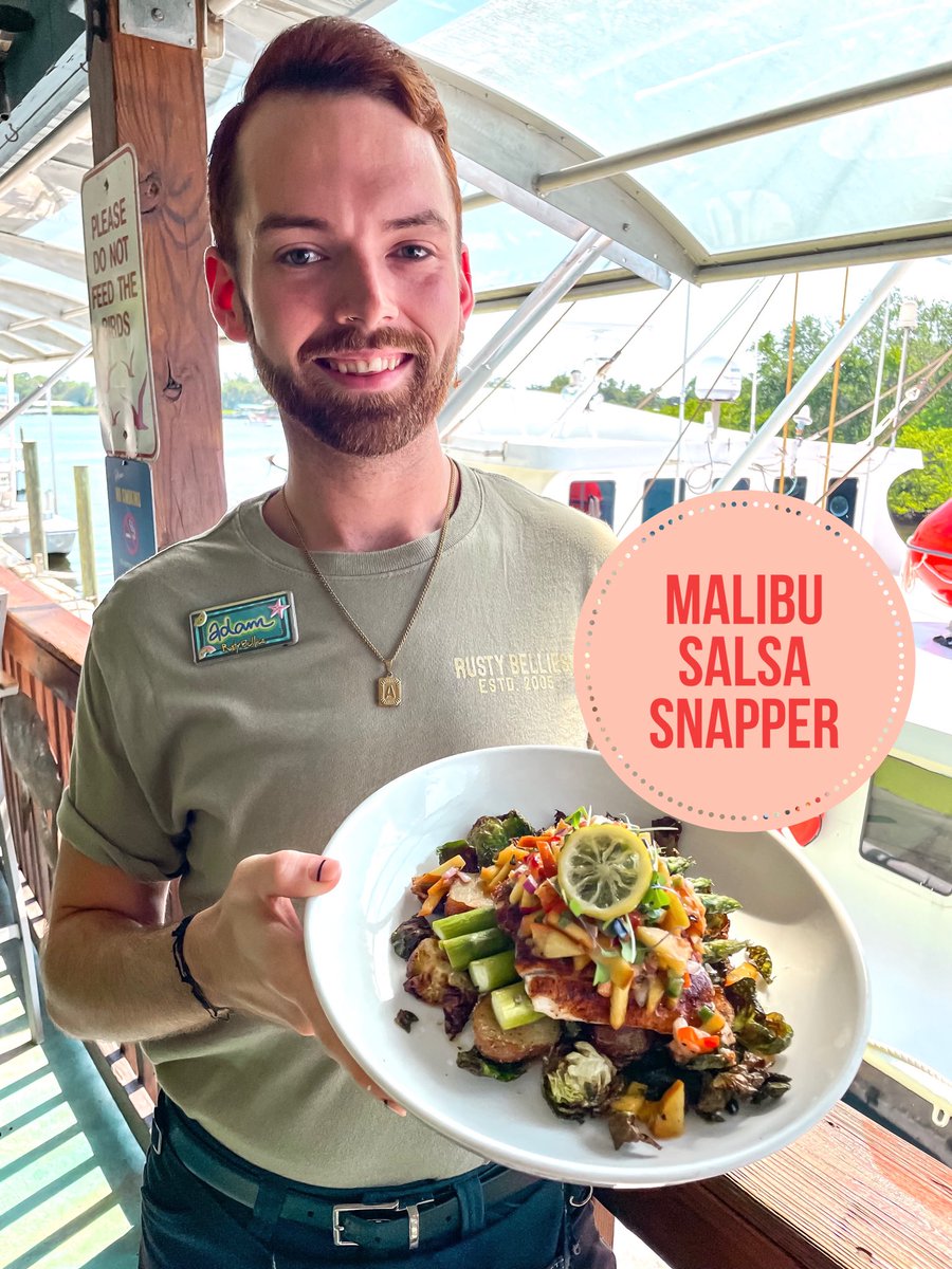 RustyBellies's tweet photo. Sunday Dinner Special 

Blackened snapper over roasted red potatoes, asparagus and fried Brussels sprouts. Topped with grilled peach Malibu salsa, micro greens and candied lemon. 

#boat2bellie #sunday #dinnerspecial #tarponsprings #goodeats #seafoodie https://t.co/nQb3ueYAzX