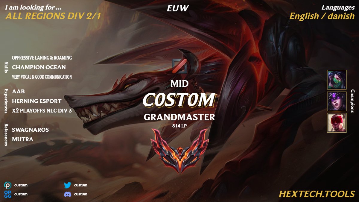 Lft all regions div 1/2 
open to any tryouts

preferably with <a href="/LBlinkilde/">Potatopanda</a> 

Retweets are appreciated