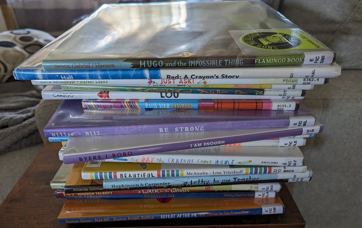 ReaderRBS's tweet photo. I may have gone a little overboard when @DoctorDrury asked for picture book recommendations. Don't worry. I'll narrow it down to my favorite few ...or a stack. 🙄🤣😍 #SummerReading #teacherlife #readingteacher #cpsbest https://t.co/7nU0PAt8Lm