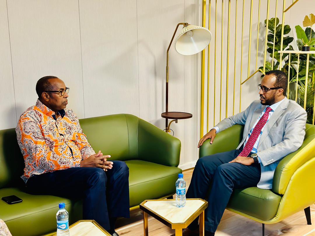 IGAD_CAEP's tweet photo. Today, the Director of @ICECAEP_IGAD, H.E.@ambgamal, &amp; H.E.@AMB_Affey,  UNHCR Special Envoy for the HOA, met in Mogadishu. They discussed ways to enhance collaboration in lasting, durable &amp; impactful solutions for the climate &amp; conflict-displaced populations in the IGAD region. https://t.co/iiJ9kaaHFL