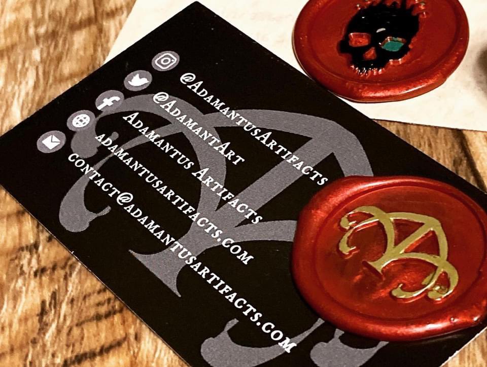 AdamantArt's tweet photo. This year’s Gen Con cosplay handouts are ready! Sylas Briarwood is coming, and he’s got some compelling literature and cremated souvenirs from Whitestone for all of you! Hope to see you there! #gencon #criticalrole #cosplay #cosplayer #sylasbriarwood #legendofvoxmachina https://t.co/2Z3Gz43R0k