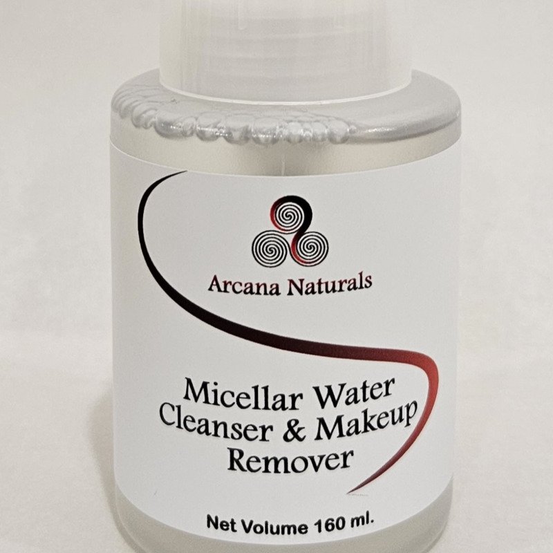 ArcanaNaturals's tweet photo. Our Micellar Water Cleanser and Makeup Remover gently cleanses without  harsh chemicals or fragrances, minimizing irritation. Its micelles act like magnets to remove debris, oil, and makeup with a  single swipe, leaving skin feeling soft and refreshed. Convenient pump top bottle.