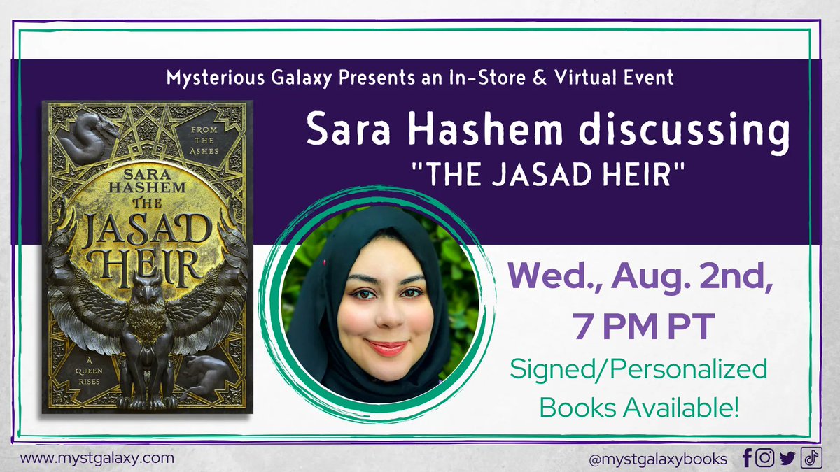 On Wednesday, August 2, 2023 at 7 pm PT, we're hosting an in-store &amp; virtual event with @SHashemWrites for THE JASAD HEIR!

Signed &amp; personalized books available! <a href="/orbitbooks/">Orbit Books</a> 

For more information &amp; to register -> buff.ly/42XjEA5