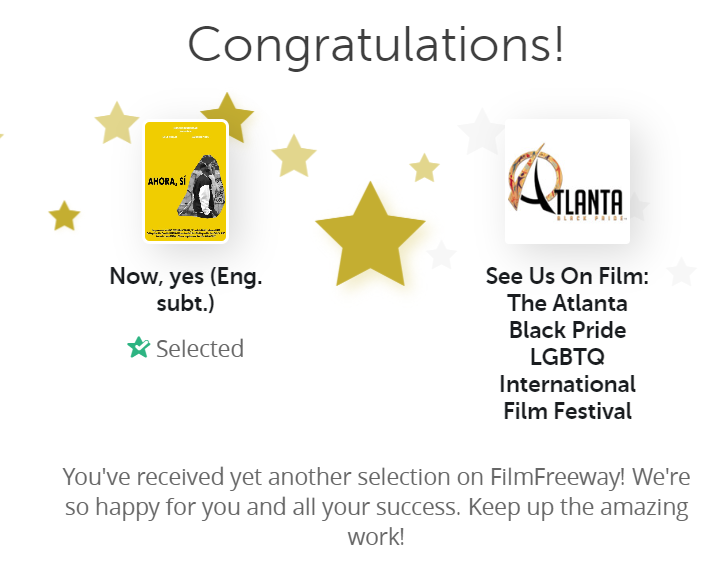 MasokoDiversity's tweet photo. Our 'Now, yes' (a.k.a. "Ahora, sí") goes to Atlanta! #DiversityandInclusion #diversidadaudiovisual #Atlantablackpride #shortfilm #lgtbiq https://t.co/8rROY0ga46