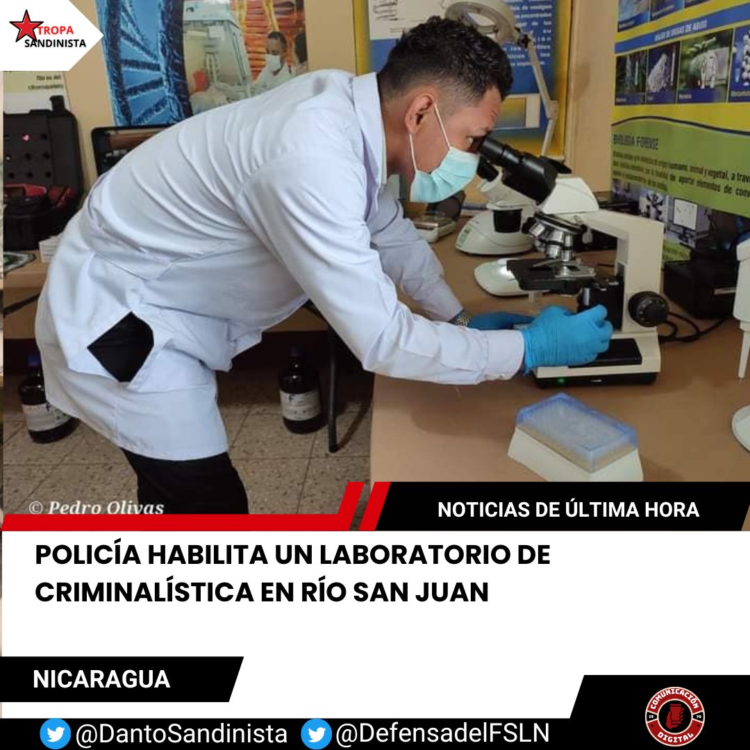 Policía Nacional de #Nicaragua habilita un laboratorio de criminalística en Río San Juan
#4419SiempreMasAlla
#TropaSandinista
#EnDefensaDelFSLN