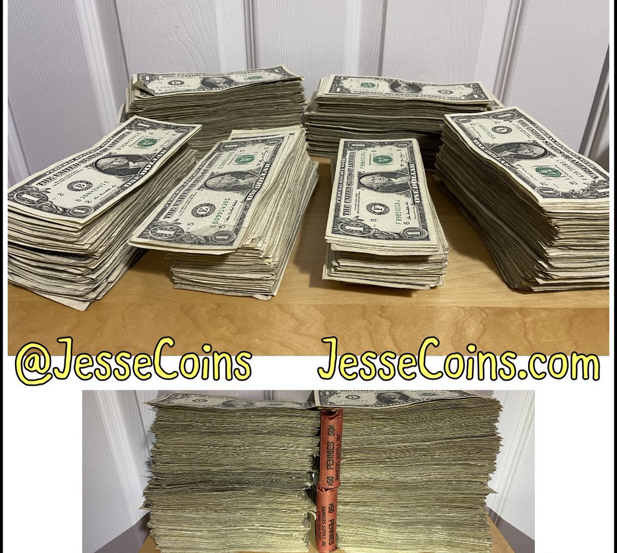 jesse__coins's tweet photo. What a crazy day!  Tons of finds and excitement in this $1700+ bill search. Stay tune for the link to my video of the search! Coming soon! #billsearching #crh #coinrollhunting #starnotes https://t.co/tywbiKAGtI