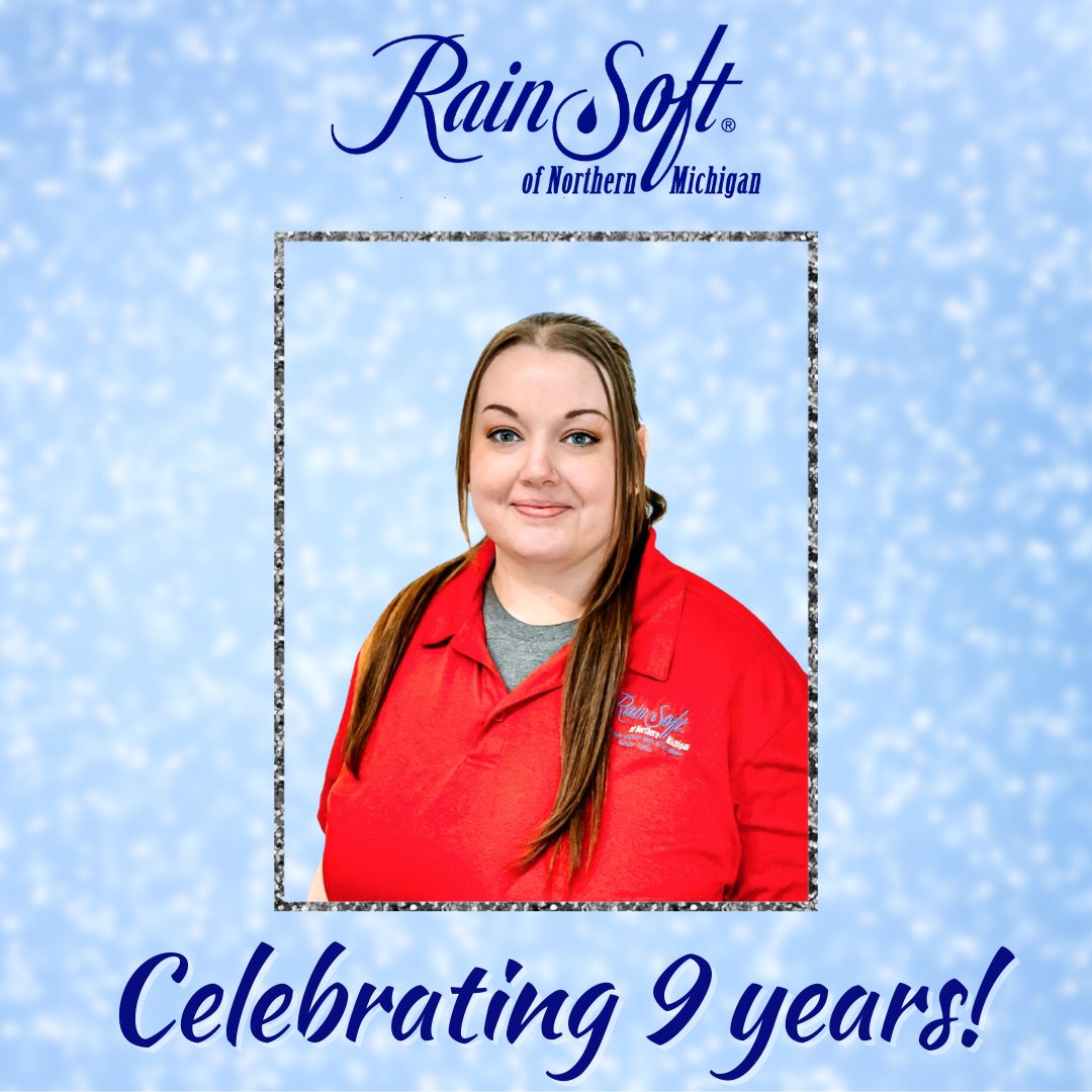 Happy 9th work #anniversary to our Inside Sales Manager, Jess! We are lucky to have you! Thank you for 9 years of hard work &amp; dedication! We appreciate you tremendously!
💙
#RainSoftOfNorthernMichigan #RainSoft #Thankful #WorkAnniversary #HappyAnniversary #NineYears #ThankYou