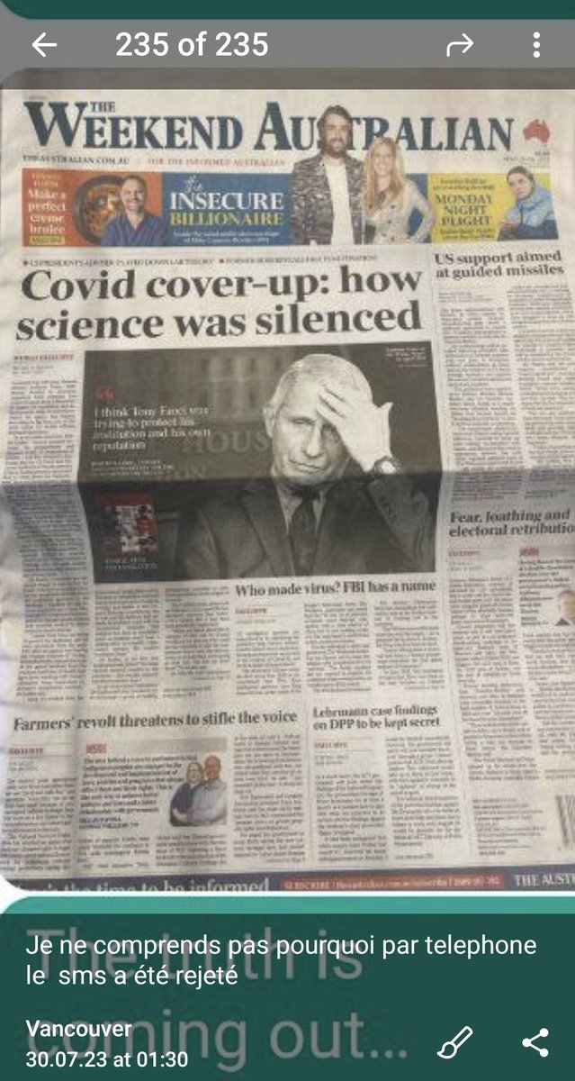 HenrionCaude's tweet photo. Nous, scientifiques du monde entier, avons été réduits au silence (et en subissons toujours le discrédit..)
Il aura fallu PLUS DE 3 ANS pour que cela fasse la une... @australian https://t.co/dR67ixAXks