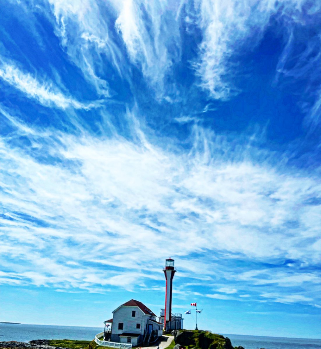 MaeganPN's tweet photo. Amazing discovering the hidden gems on the tip of #NovaScotia ! 
#CapeForchuLighthouse on a blue sky day! 
@VisitNovaScotia  @TownOfYarmouth @VisitYAS https://t.co/KnyzuA9bMw