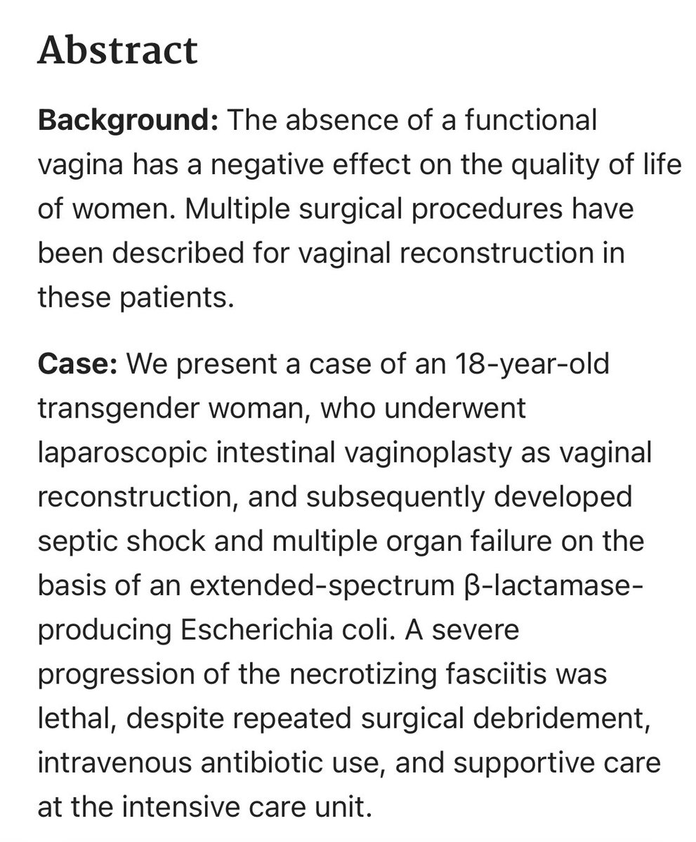 Doctors tried to make a vagina out of a colon. Sounds like a bad joke, except the patient died horribly. What has happened to medicine? Very soon we will look at these trans surgeries the way we now view lobotomies for depression, as a shocking violation of the Hippocratic Oath
