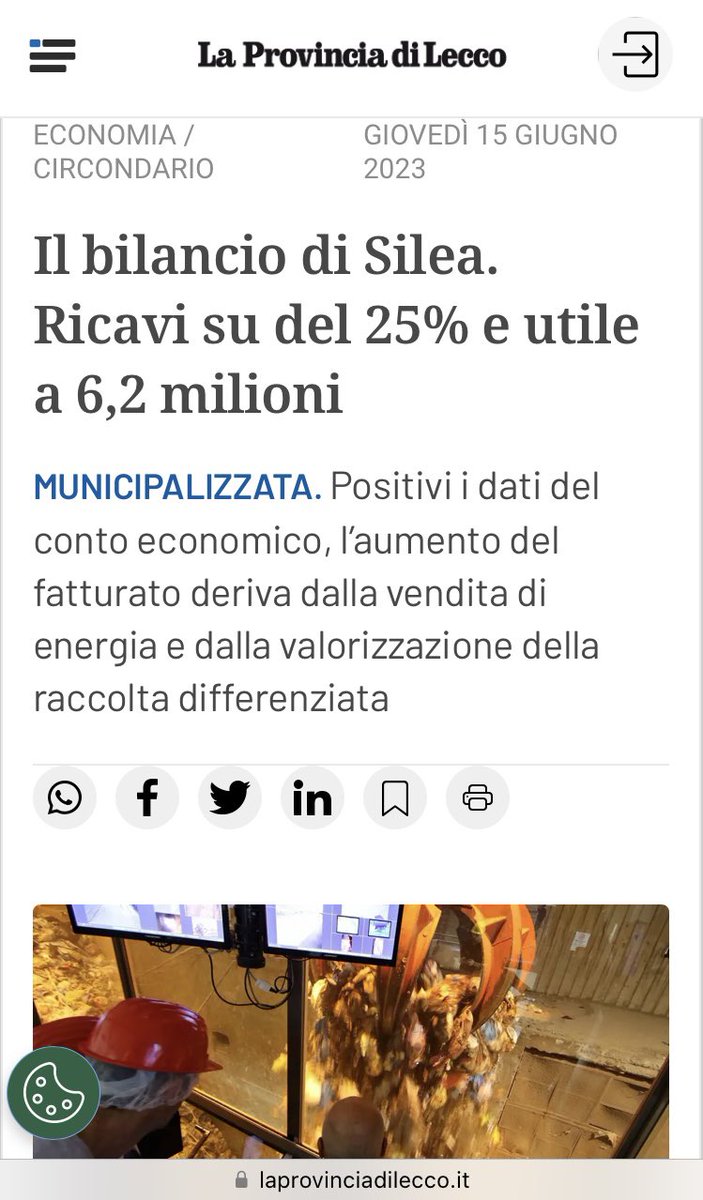 Cris_CHML's tweet photo. L’ultimo bilancio del termovalorizzatore vicino a Lecco ha dato 6,2 mln di euro di utile netto, quasi raddoppiato rispetto al 2021 
Così tanto per dire. 
#smaltimentorifiuti #Silea #termovalorizzatore #Lecco https://t.co/z8IKZphXFU