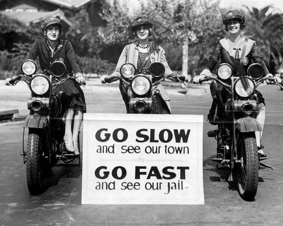 Motorcycle female officers, Los Angeles, 1927.