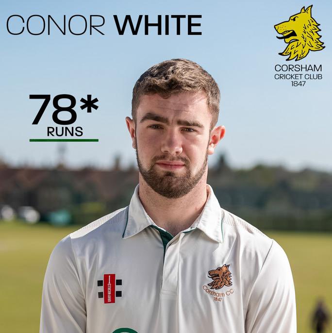 corshamcc's tweet photo. Just the one player of the day from yesterdays action and it’s @CFConorWhite who scored 78* for the 4s in their emphatic 6 wicket victory. That’s Conor’s 3rd 50+ score already this summer, great effort from one of the best clubmen you’ll meet.

#upthecorsh
💚🖤💚🖤💚 https://t.co/5bcNGCNBo0