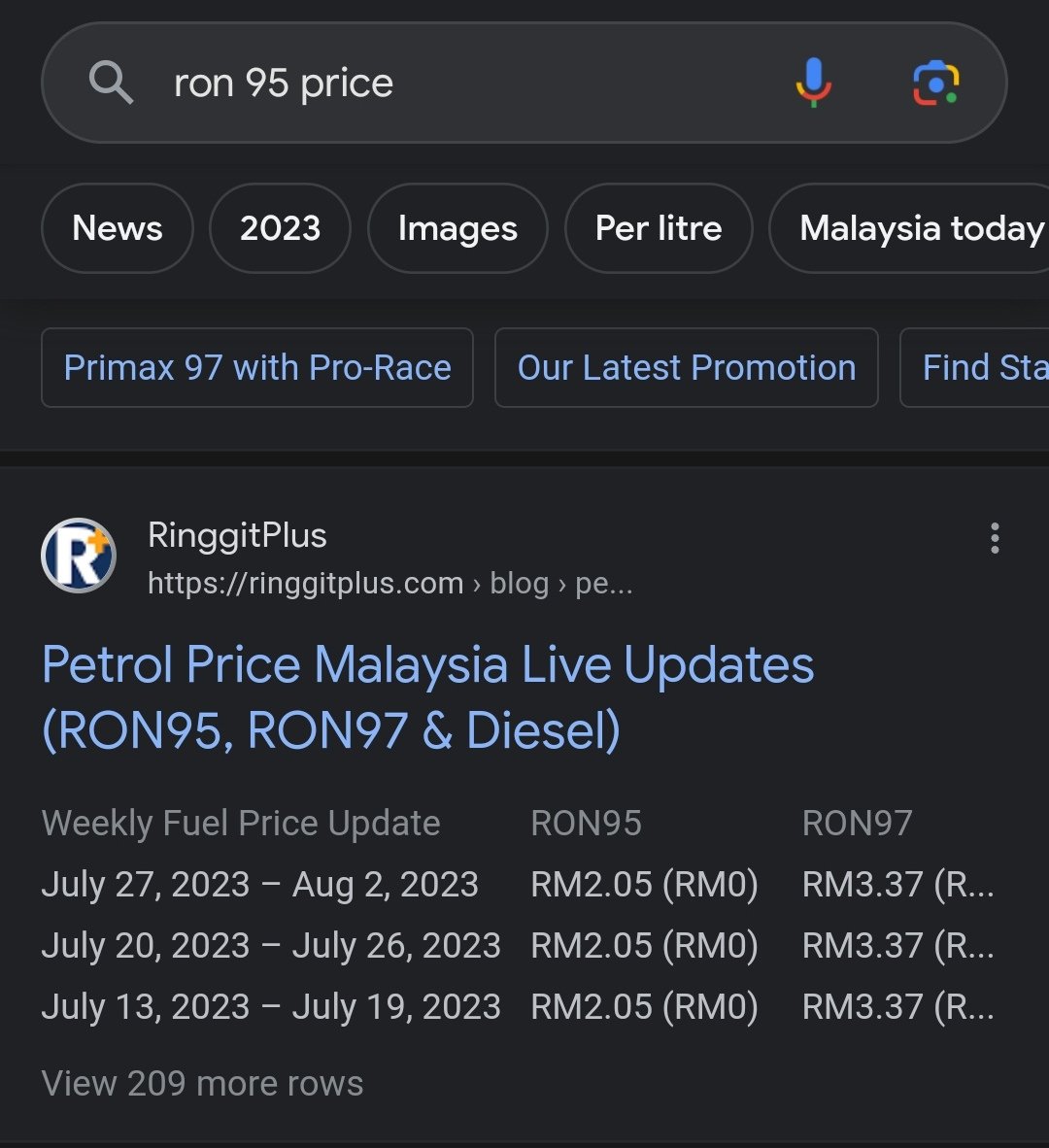saifyakhtar's tweet photo. If you wanna know how much it costs to fill up a particular car:

1. Google it's fuel tank capacity.
2. Google current fuel prices.

Multiply no. 1 x no. 2.

In this case it is 36L X RM2.05 = RM73.80.

You are welcome. https://t.co/Wlb8Sw53i3
