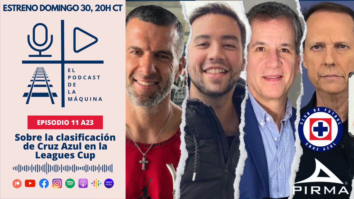 elpodcastdlm's tweet image. Nos vemos hoy a las 8 p.m. hora centro de México por la plataforma de su preferencia. 

#elpodcastdelamaquina #cruzazul #pirma