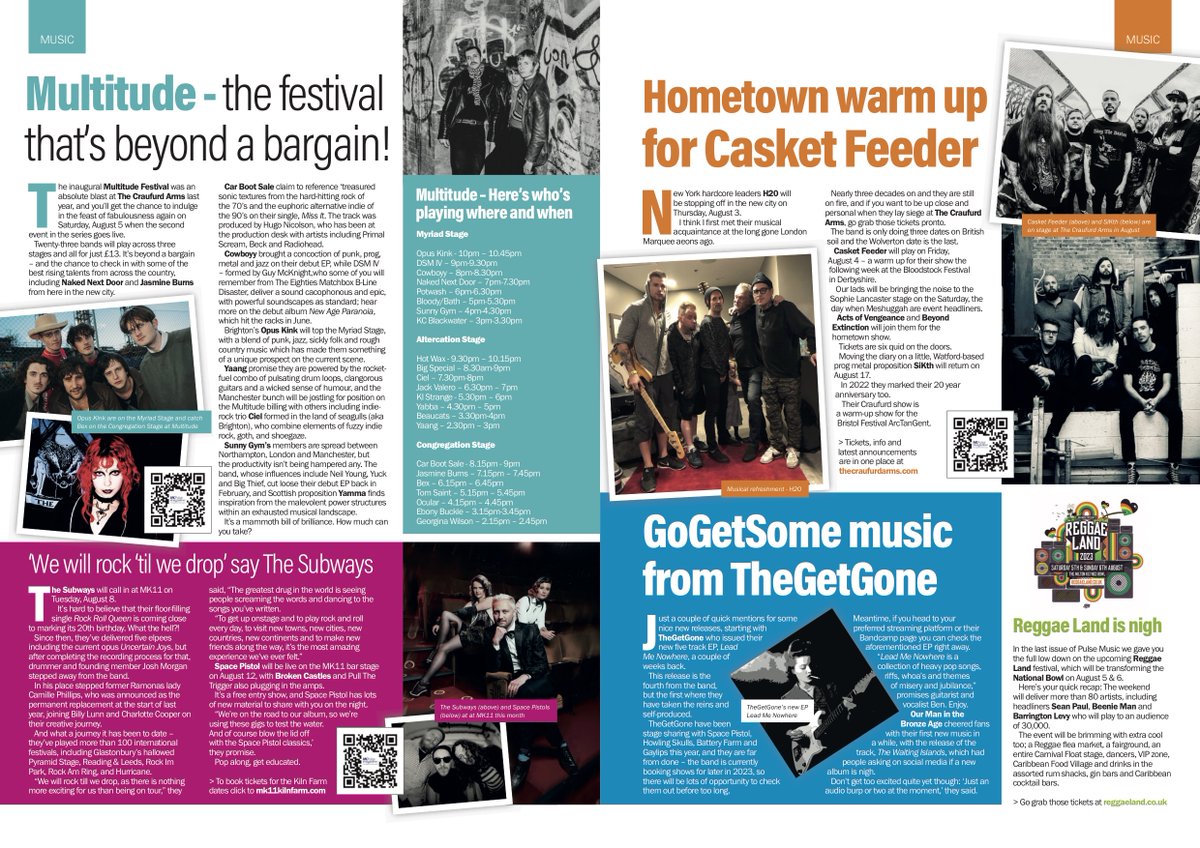 Sammy Jones (@sammyjonespress) on Twitter photo This month's music pages for Milton Keynes in Pulse Magazine - with shout outs for Casket Feeder and next weekend's Multitude Festival <a href="/craufurdarmsmk/">The Craufurd Arms</a>, <a href="/thesubways/">The Subways</a>, <a href="/SpacePistolBand/">Space Pistol</a> & <a href="/brokencastles/">Hαnnαh Hαllucınαtıøn</a> <a href="/mk11livemusic/">MK11</a> and new music mentions for <a href="/TheGetGone/">The GetGone</a> and <a href="/OMITBA/">OurManInTheBronzeAge</a> This month's music pages for Milton Keynes in Pulse Magazine - with shout outs for Casket Feeder and next weekend's Multitude Festival <a href="/craufurdarmsmk/">The Craufurd Arms</a>, <a href="/thesubways/">The Subways</a>, <a href="/SpacePistolBand/">Space Pistol</a> & <a href="/brokencastles/">Hαnnαh Hαllucınαtıøn</a> <a href="/mk11livemusic/">MK11</a> and new music mentions for <a href="/TheGetGone/">The GetGone</a> and <a href="/OMITBA/">OurManInTheBronzeAge</a>