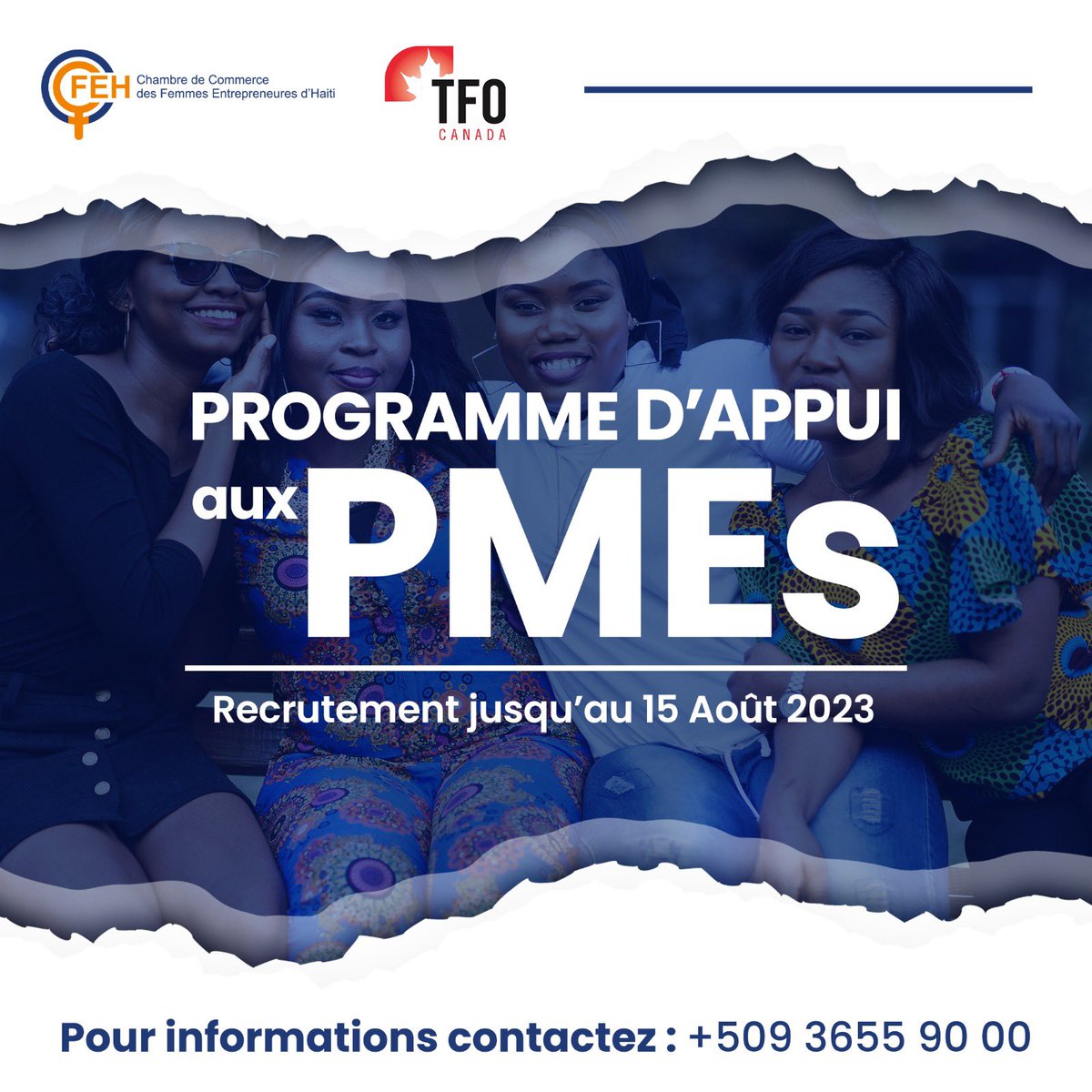 ccfeh's tweet photo. La CCFEH lance le formulaire d’inscription au Programme d'appui aux PMEs dirigées par des femmes en Haïti : https://t.co/tPfb0vnxFz 

𝐒𝐩𝐞́𝐜𝐢𝐟𝐢𝐪𝐮𝐞𝐦𝐞𝐧𝐭, 𝟖𝟎 𝐏𝐌𝐄𝐬 𝐬𝐞𝐫𝐨𝐧𝐭 𝐫𝐞𝐭𝐞𝐧𝐮𝐞𝐬.
#femmes #ccfeh #appui #TFOCanada #appui https://t.co/MT7LI85c0d