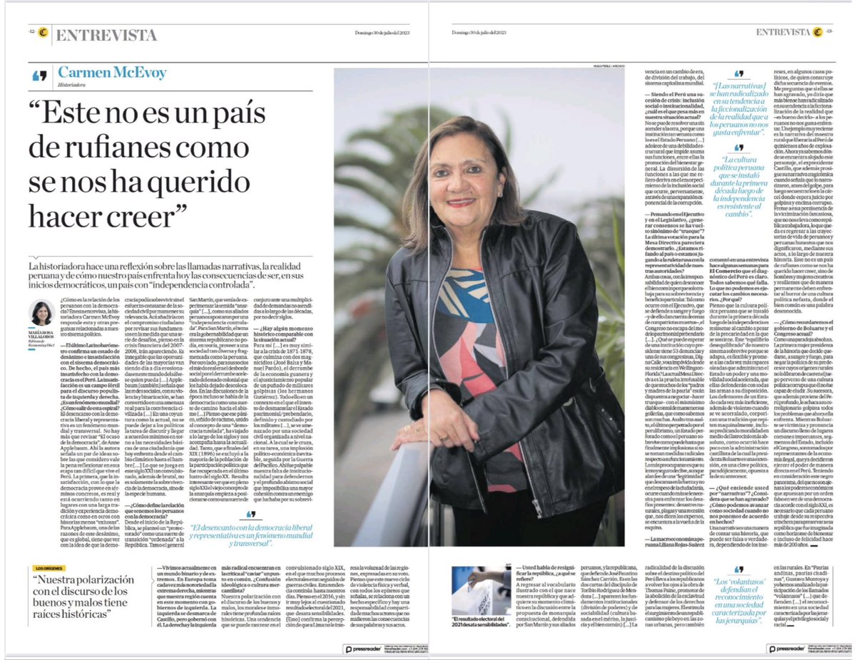 Entre un congreso dispuesto a todo por atender sus intereses, y narrativas tragicómicas como la del golpista Castillo, miremos las historias de vida de peruanos y peruanas honestos. 
“Este no es un país de rufianes como se nos ha querido hacer creer”.
elcomercio.pe/economia/dia-1…