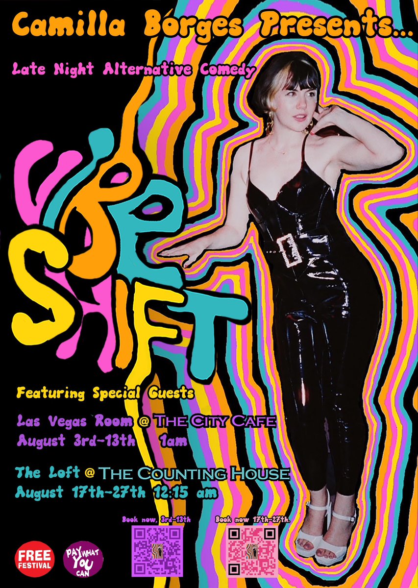 camorborg's tweet photo. Coming to the Edinburgh Fringe 2023… Introducing Vibe Shift- the late night Alternative Comedy night of your dreams. Expect clown, characters, games and more.
Each night I will be joined by new special guests, no night will be the same, so keep coming! #edfringe #edfringe2023 https://t.co/QuaCDCh6Vf