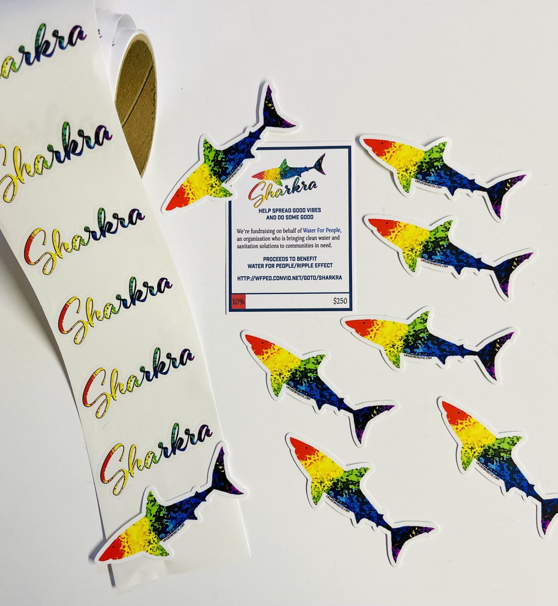 nemesistheshark's tweet photo. Can you help us reach our goal of donating $250.00 to @waterforpeople ? All profits from the sales of Sharkra Shark Sticker Packs are donated to this wonderful organization. (more info in bio link)
💙🦈#sharkstickers #rippleeffect #dosomegood #GoodVibes  https://t.co/GC4Lcq8D4V https://t.co/EF9ToNKu3t