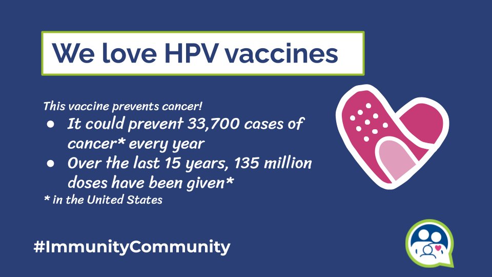 The HPV Vaccine is already preventing cancer! Women vaccinated when it came out are now getting cervical cancer at lower rates. It's one of our favorites.

Fortunately you don't have to pick a favorite vaccine: kids deserve the full routine schedule. #ImmunityCommunity