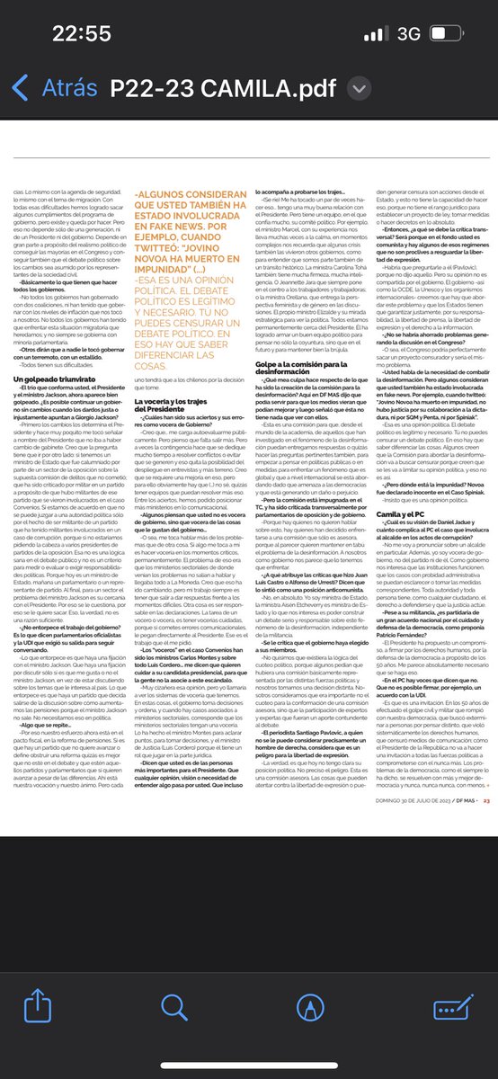 pcomandari's tweet image. Les dejo la entrevista que le hice a Camila Vallejo en el @DFinanciero. Habla de autogoles, aciertos, de la comisión de desinformación y de su compañero de ruta, Giorgio Jackson.