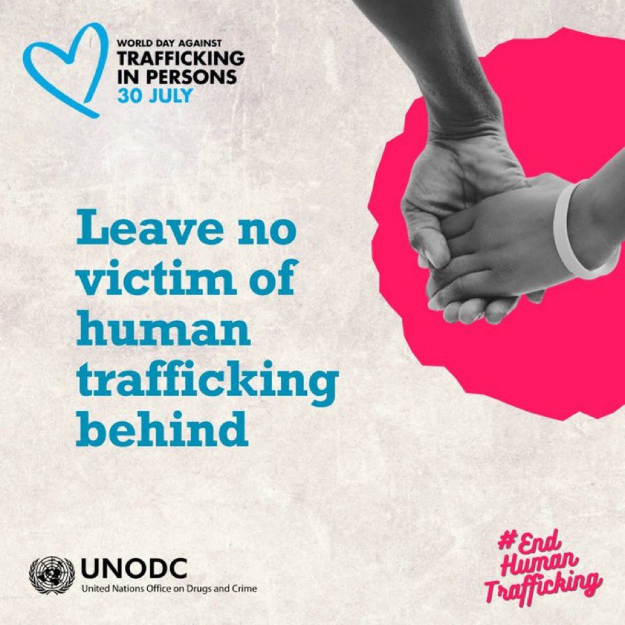 30 July is the UN World Day Against Trafficking in Persons. Let's come together to tackle trafficking in persons and its alarming trends. Strengthening prevention efforts, supporting victims and ending impunity are essential. #EndHumanTrafficking