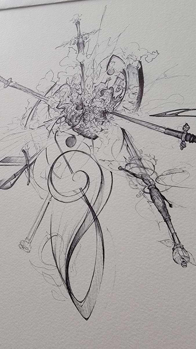 Puillustrated's tweet photo. The Heart is a Brain- wip pen on aqua paper. 😁 https://t.co/46TdAMKE7I