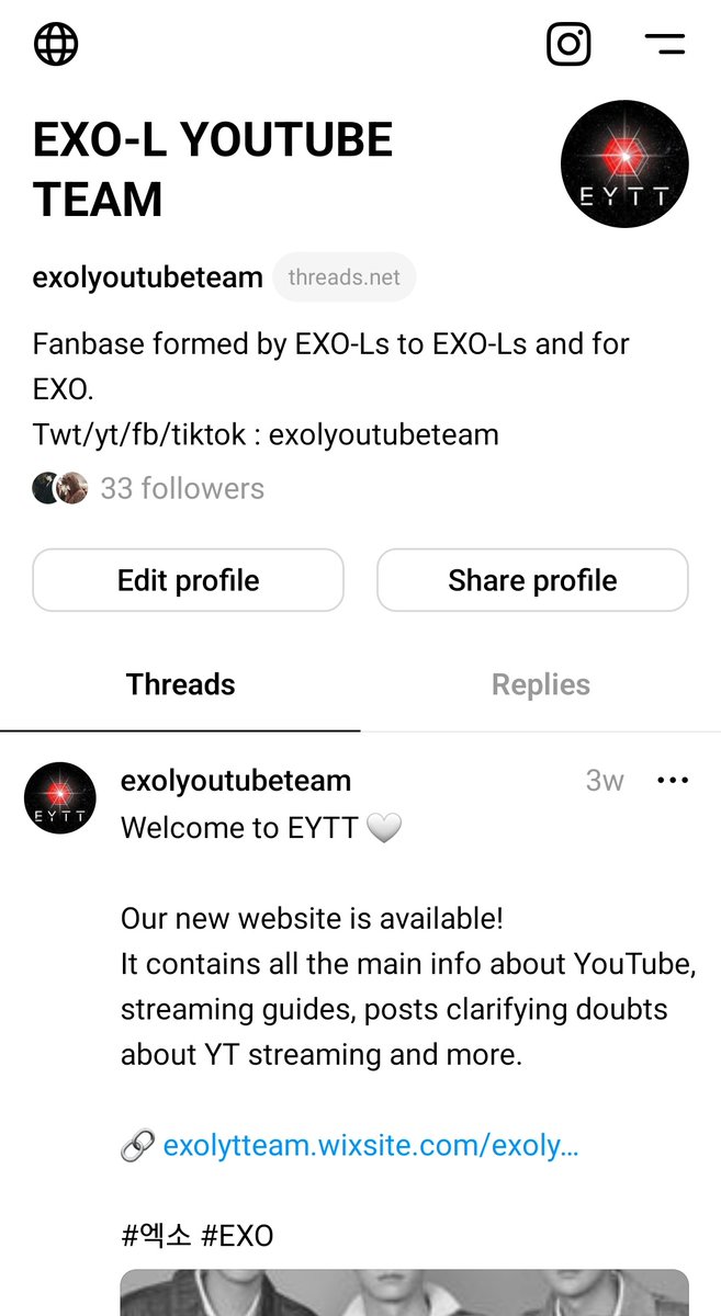 exolyoutubeteam's tweet photo. Considering that we never know what could happen to Twitter in the future, we are now also on Threads!!

🔗 https://t.co/XD40FEBAPB

#EXO @weareoneEXO https://t.co/54FFH6PTQz