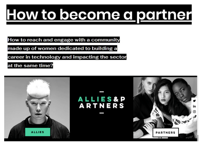 📷 How to reach and engage with a community made up of women dedicated to building a career in technology and impacting the sector at the same time?

Impact on Diversity and Inclusion
Brand Development
Engagement with the Community

📷 Ask me HOW!

 #femaletechleaders